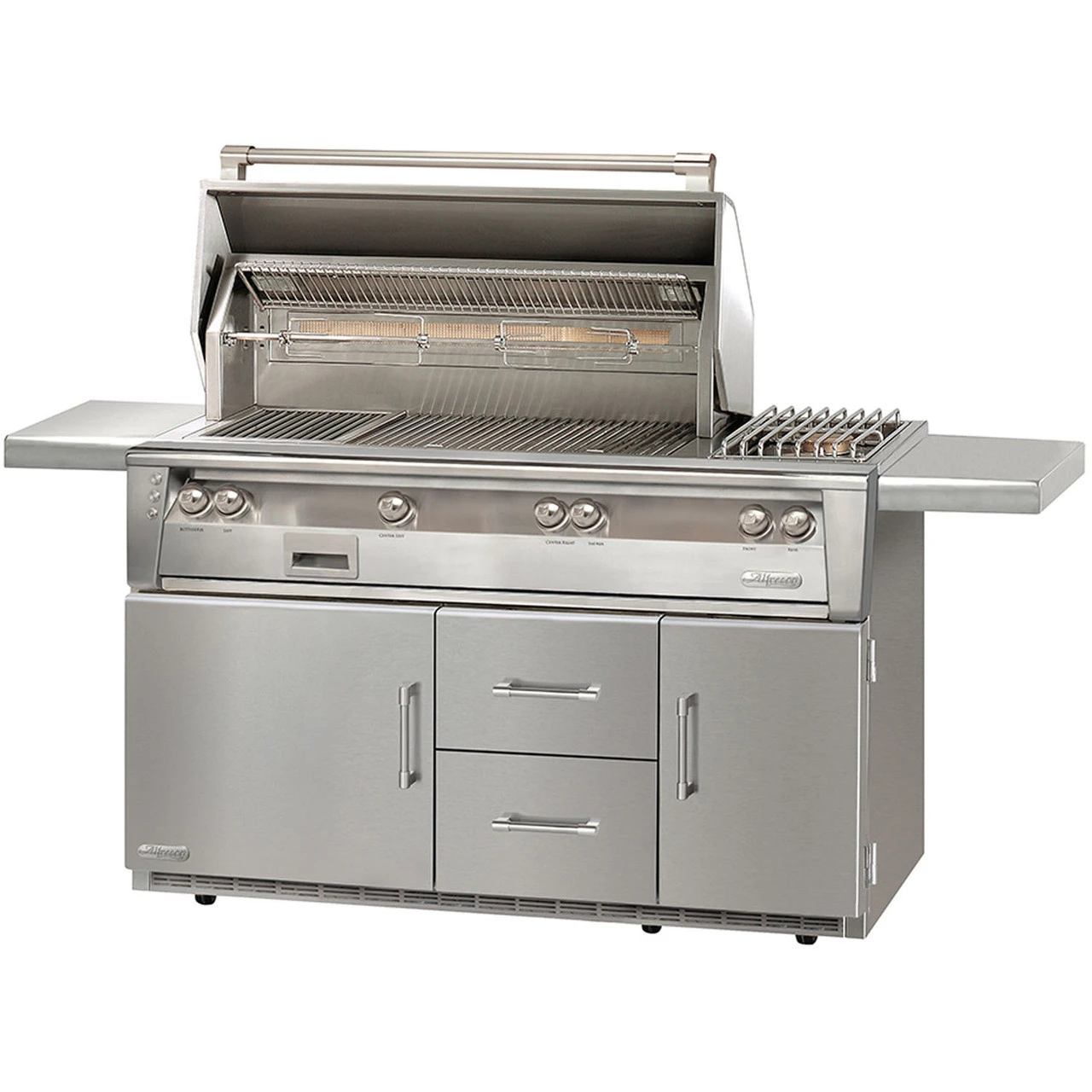 Alfresco ALXE 56" Grill Refrigerated Cart W Sear Zone, Side Burner 3 Alfresco ALXE 56" Grill Refrigerated Cart W Sear Zone, Side Burner